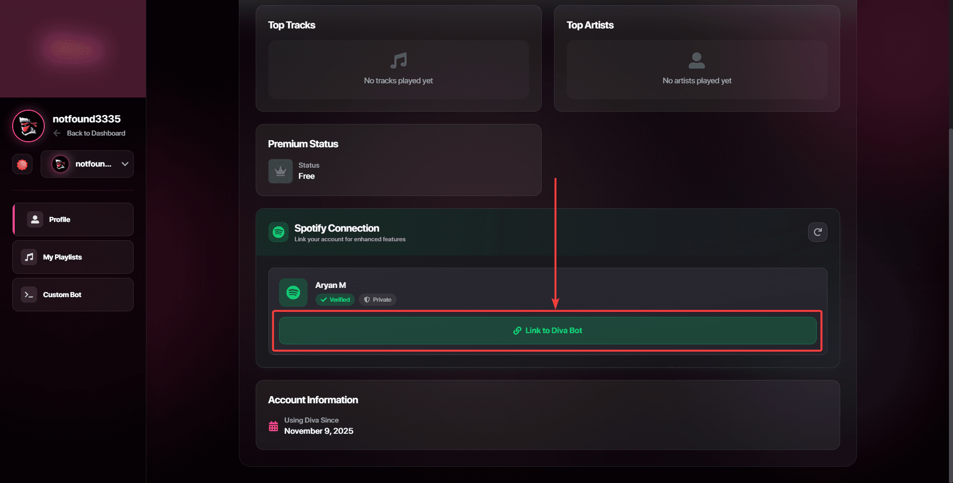 Connect Spotify on Diva
